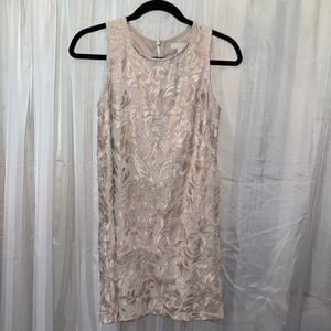 Gianni Bini tan dress with floral design. Fitted dress but still classy!
